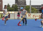 ホッケー教室にたくさんの小学生が参加してくれました。